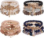 Solosoya Bohemian Boho Stackable Bracelets for Women Set, Girls Stretch Multilayer Stack Beads Colorful Beaded Charm Bracelets Girl Handmade Jewelry